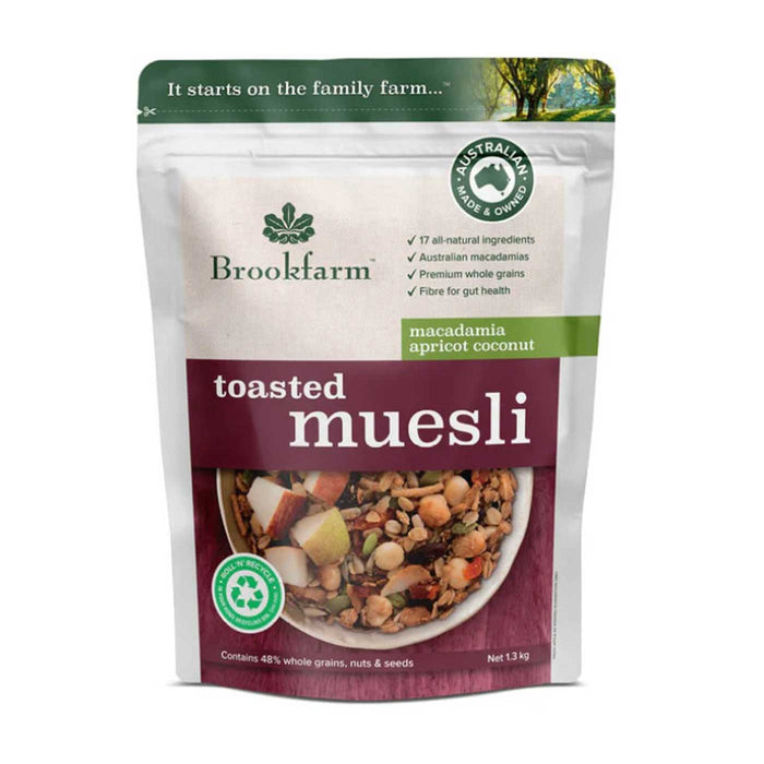 Brookfarm Toasted Muesli Macadamia Apricot Coconut 1.3kg Packet Front