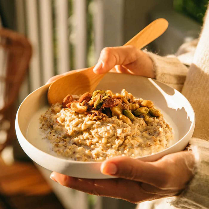 Brookfarm Whole Grain Porridge Macadamia Almond Bowl with Milk & nuts