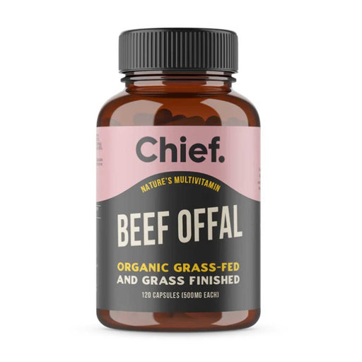 Chief Organic Grass Fed Beef Offal Capsules Bottle Front