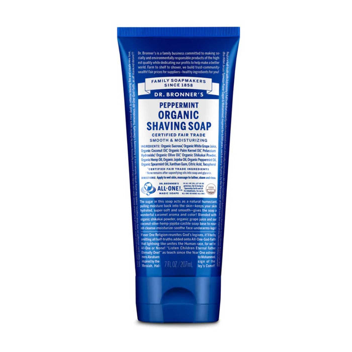 Dr Bronners Organic Shaving Soap Peppermint Bottle Front