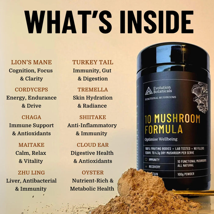 Evolution Botanicals 10 Mushroom Formula Is stocked at WickedNRG in Darwin,