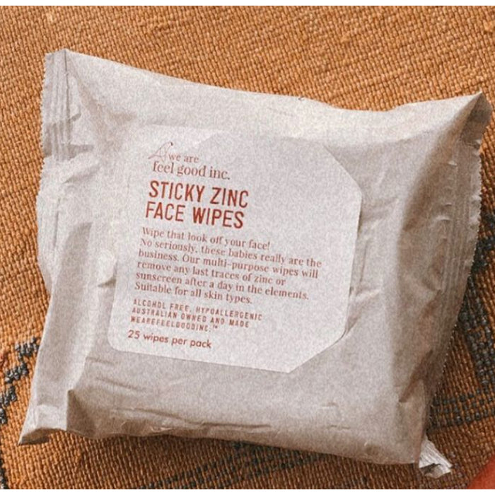 Feel Good Inc Sticky Zinc Face Wipes Is stocked at WickedNRG in Darwin,