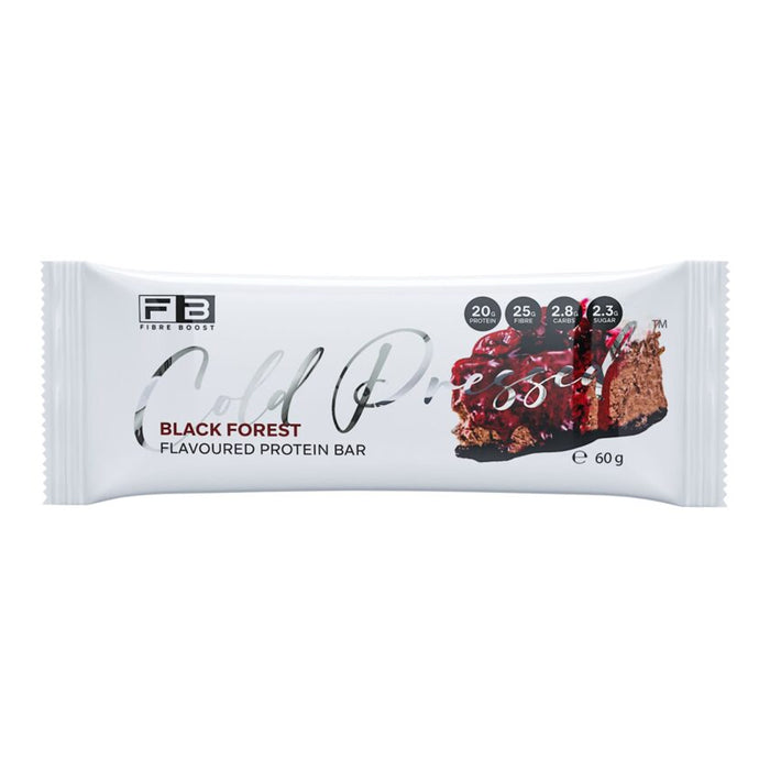 Fibre Boost Cold Pressed Protein Bar Packet Front Black Forest Flavour are stocked at Wicked NRG Darwin buy online