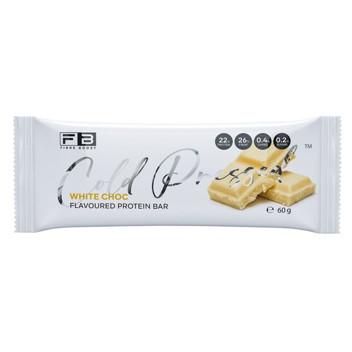 Fibre Boost Cold Pressed Protein Bar Packet Front White Choc Flavour are stocked at Wicked NRG 