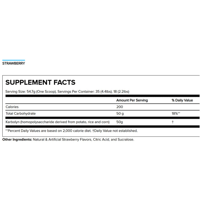 EFX Karbolyn Fuel 4lb, 40 serves, Nutritional Panel, Wicked NRG