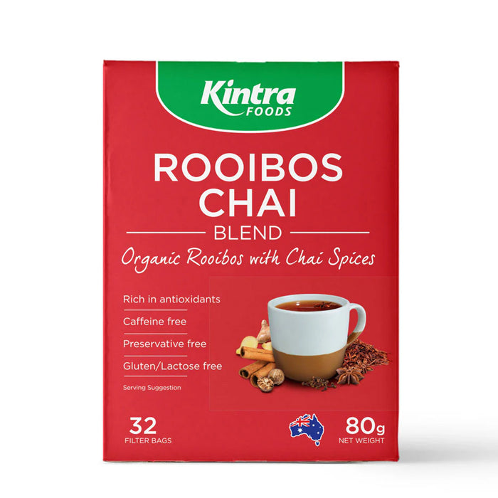 Kintra Organic Rooibos Chai 32 Teabags is stocked by Wicked NRG Darwin's leading Health Food Store,