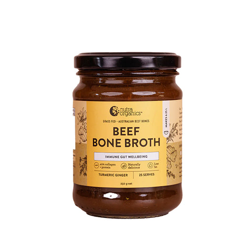 Nutra Organics Bone Broth Beef Concentrate Turmeric Ginger 250g Wicked NRG
