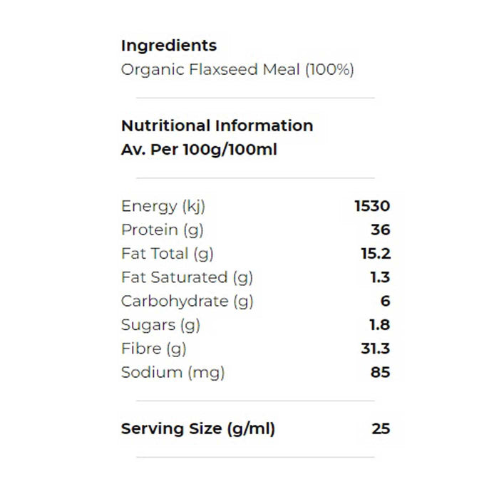 Organic Flaxseed Meal Nutritional Information