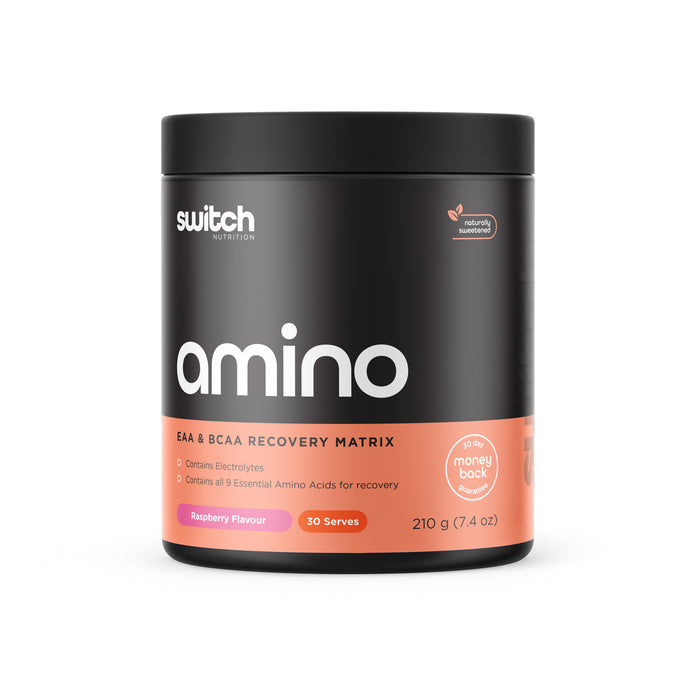 Switch Nutrition, Amino Powder Raspberry Flavour 30 Serves 210 grams 7.4 oz Wicked NRG