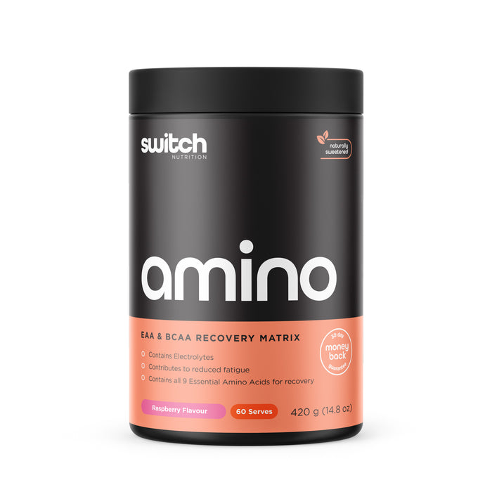 Switch Nutrition, Amino Powder Raspberry Flavour 60 Serves 420 grams 14.8 oz Wicked NRG