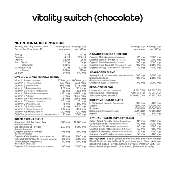 Buy Switch Nutrition Vitality Switch online at Wicked NRG, Darwin, Australia