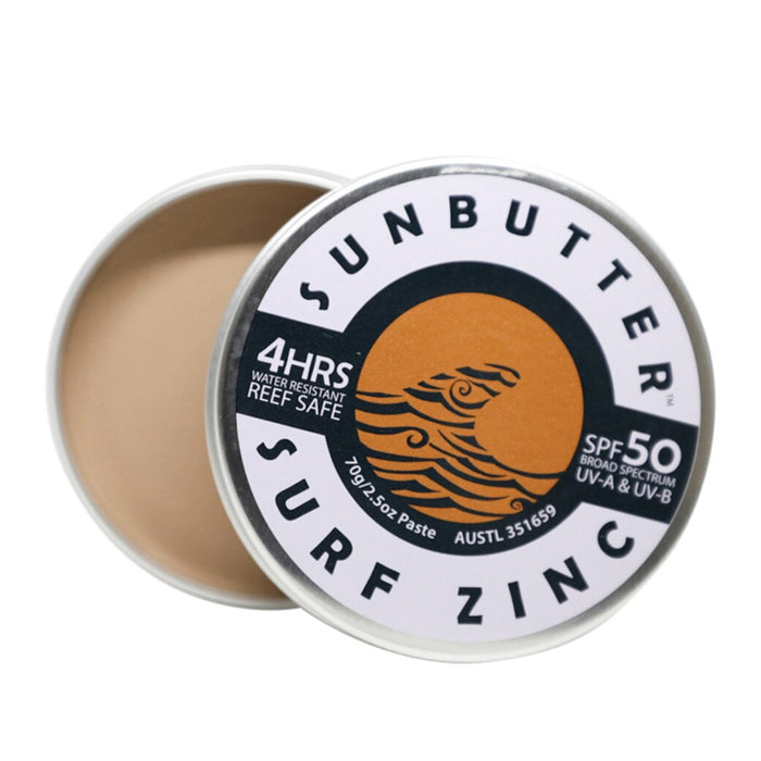 SunButter Skincare Sunscreen Surf Zinc Tan SPF 50 Tin Buy Online at Wicked NRG, Darwin, Australia,