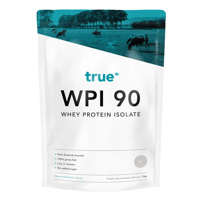 True Protein WPI 90 Whey Protein Isolate, Natural, 1kg, 33 serves, 24 g Protein, Stocked By Wicked NRG