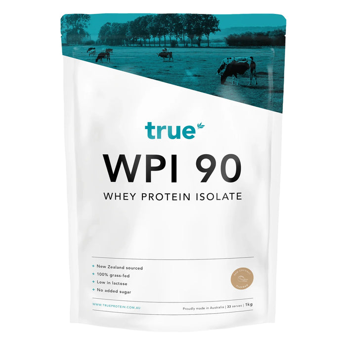 True Protein WPI 90 Whey Protein Isolate, Raw Coconut, 1kg, 33 serves, 24 g Protein, Stocked By Wicked NRG