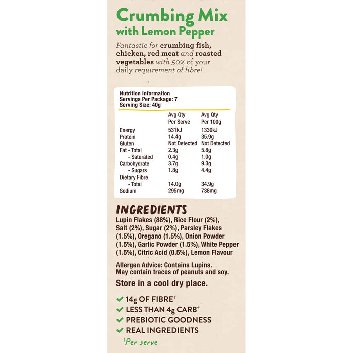 The Lupin Co. Super Lupin Crumbing Mix with Lemon Pepper Is stocked at WickedNRG in Darwin, Benefits of WickedNRG in the Northern Territory