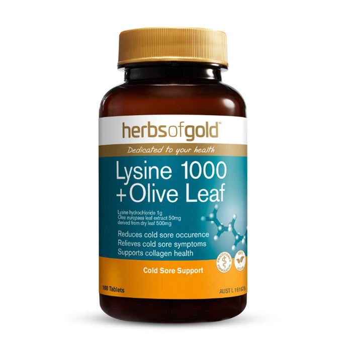 Herbs of Gold Lysine 1000 + Olive Leaf